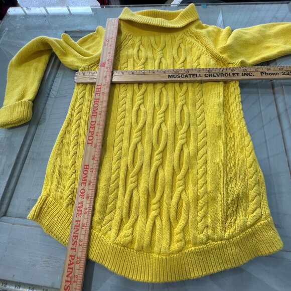 Talbots Sweater Size Petite Small Yellow Cable Knit Pullover Chunky Warm - Picture 4 of 8